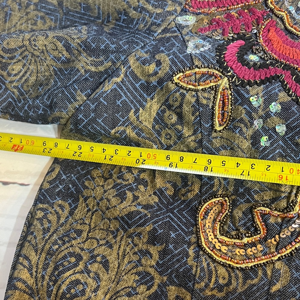 Chico's Blue and Gold Embroidered Jacket size 3 - Picture 6 of 9